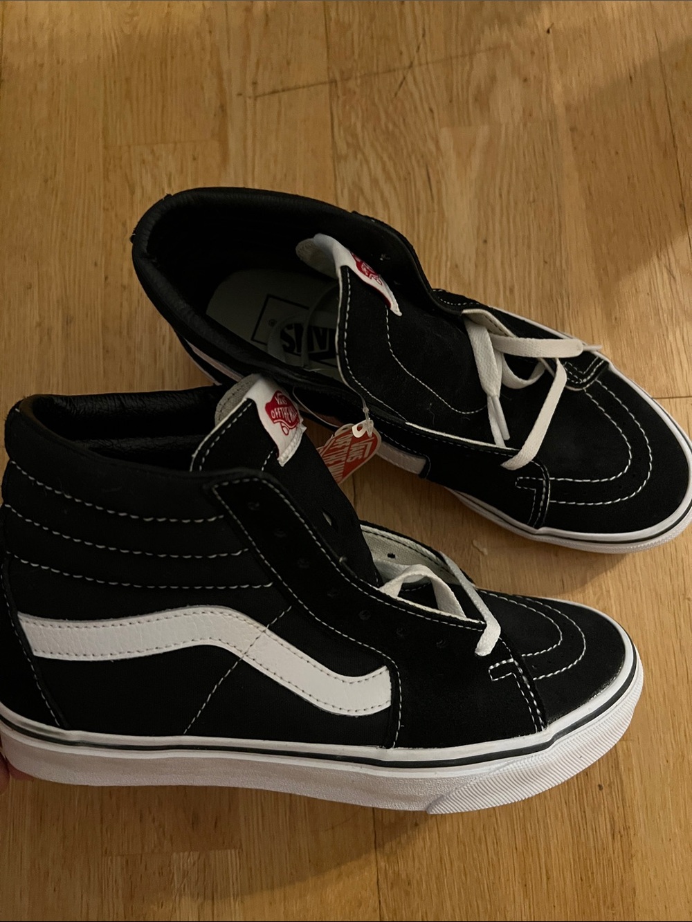 Vans Black & White Kids High-Top Skate Sneakers
